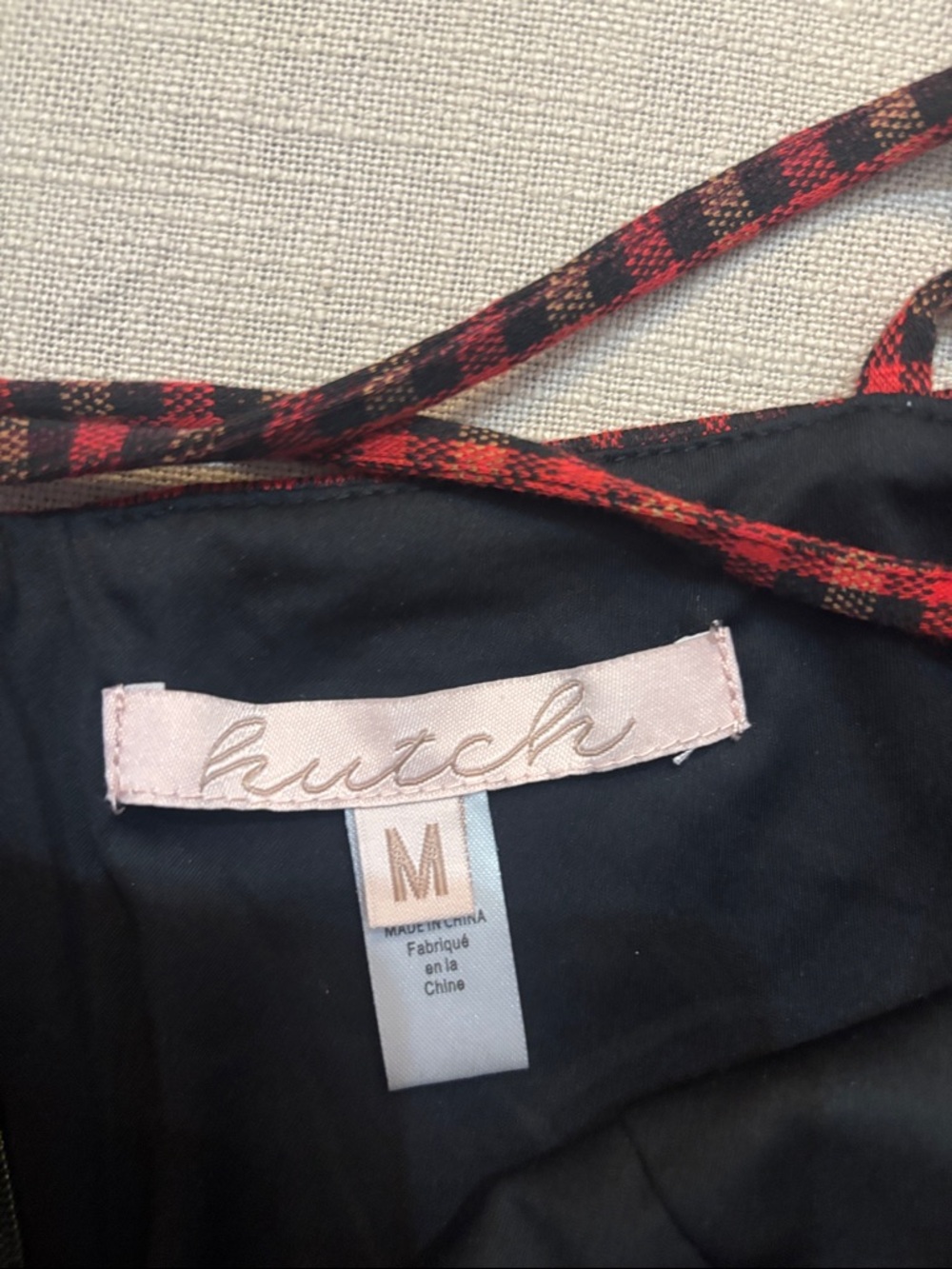 Hutch Red and Black Plaid Tie-Shoulder Midi Dress - Picture 7 of 7